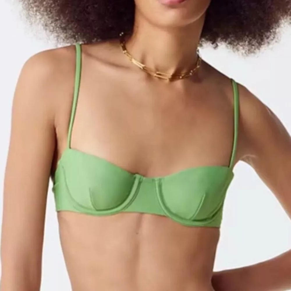 J Crew Green Balconette underwire bikini top